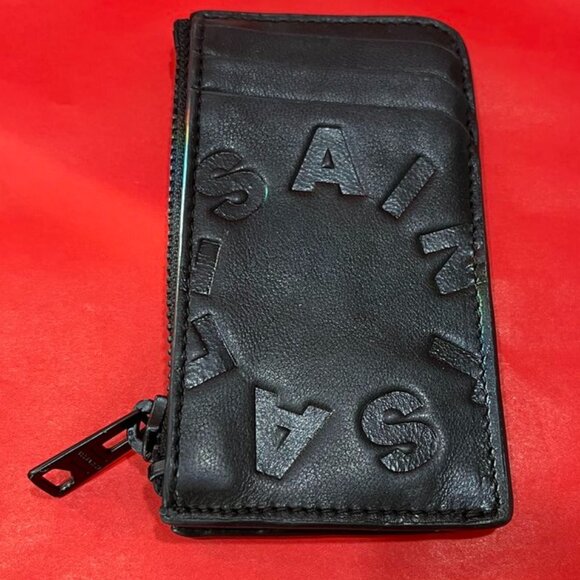 ALLSAINTS “Tierra Isamu” Black Leather Zip Card Holder Wallet | 100% Sheep Leath - Picture 1 of 5